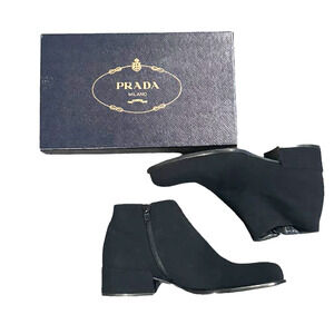 Prada flat black ankle boots 35